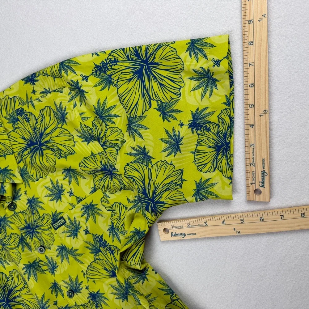 Dixxon Men's Maui Waui Short Sleeve Party Shirt Hibiscus‎ Green Medium